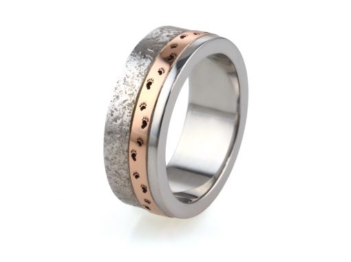 9ct White & Rose Gold Textured Mans Wedding Ring