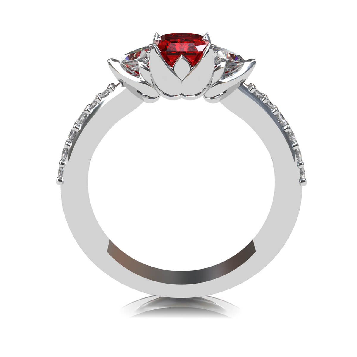 Lotus Flower Platinum Trilogy Engagement Ring - Aimee Winstone Jewellery