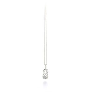 Silver diamond knot pendant