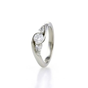 Handcrafted Platinum & Diamond Trilogy Engagement Ring