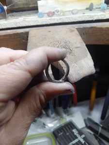 Raw Casting of a Handcrafted Platinum & Diamond Trilogy Engagement Ring