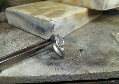 Raw Casting of a Handcrafted Platinum & Diamond Trilogy Engagement Ring