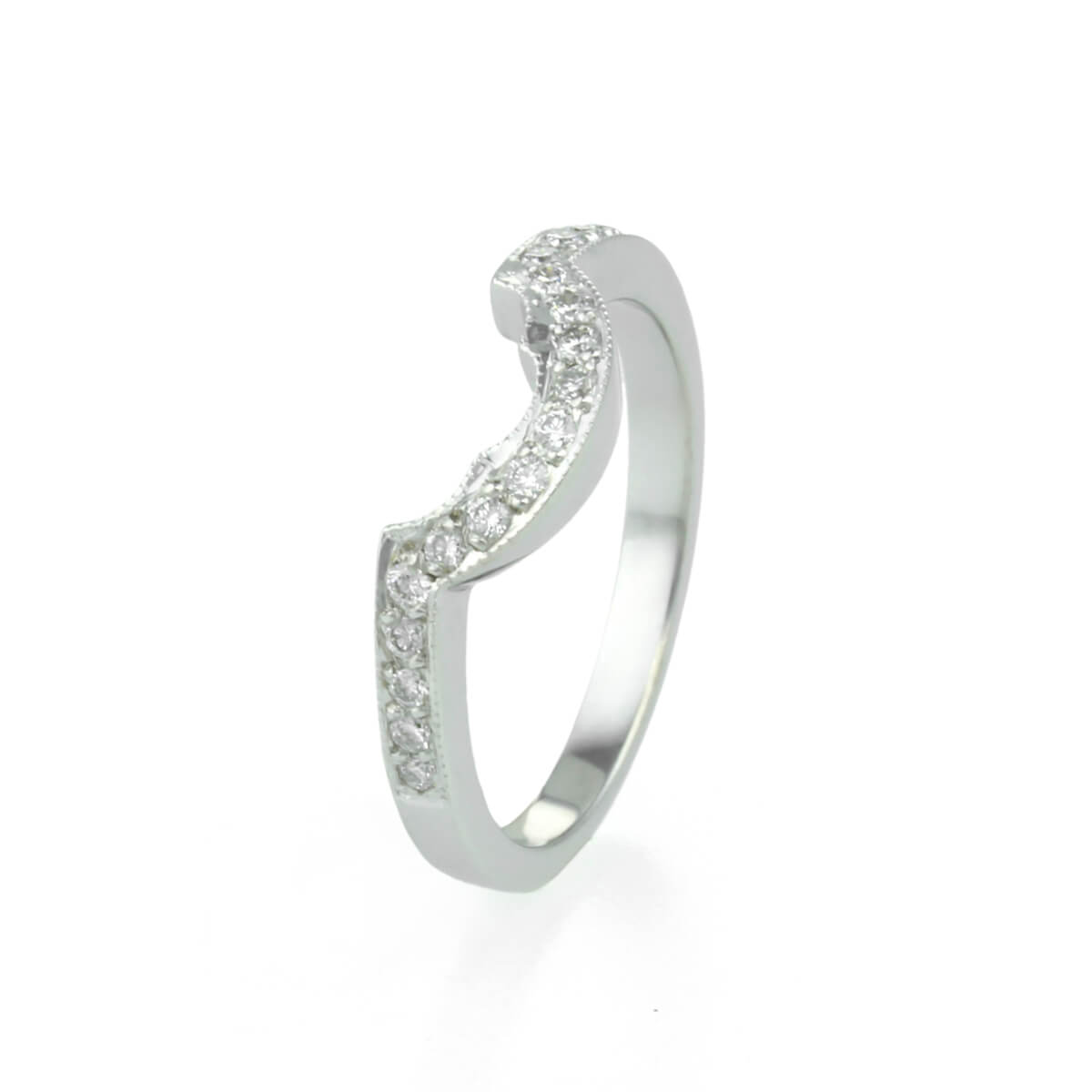 9ct White gold Grain Set Diamond Shaped Wedding Ring