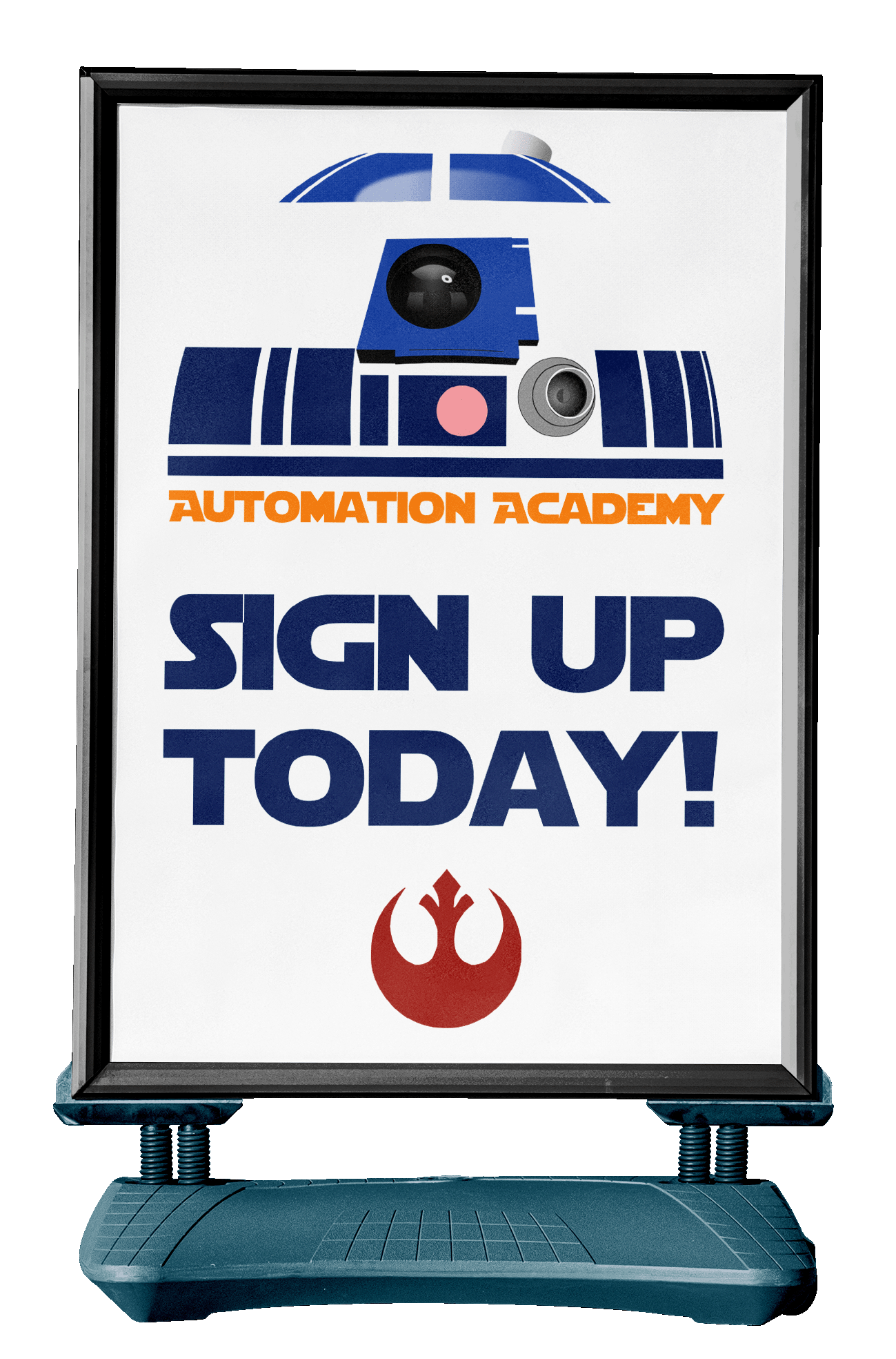 Poster for "Automation Academy" with the text "Sign up today".