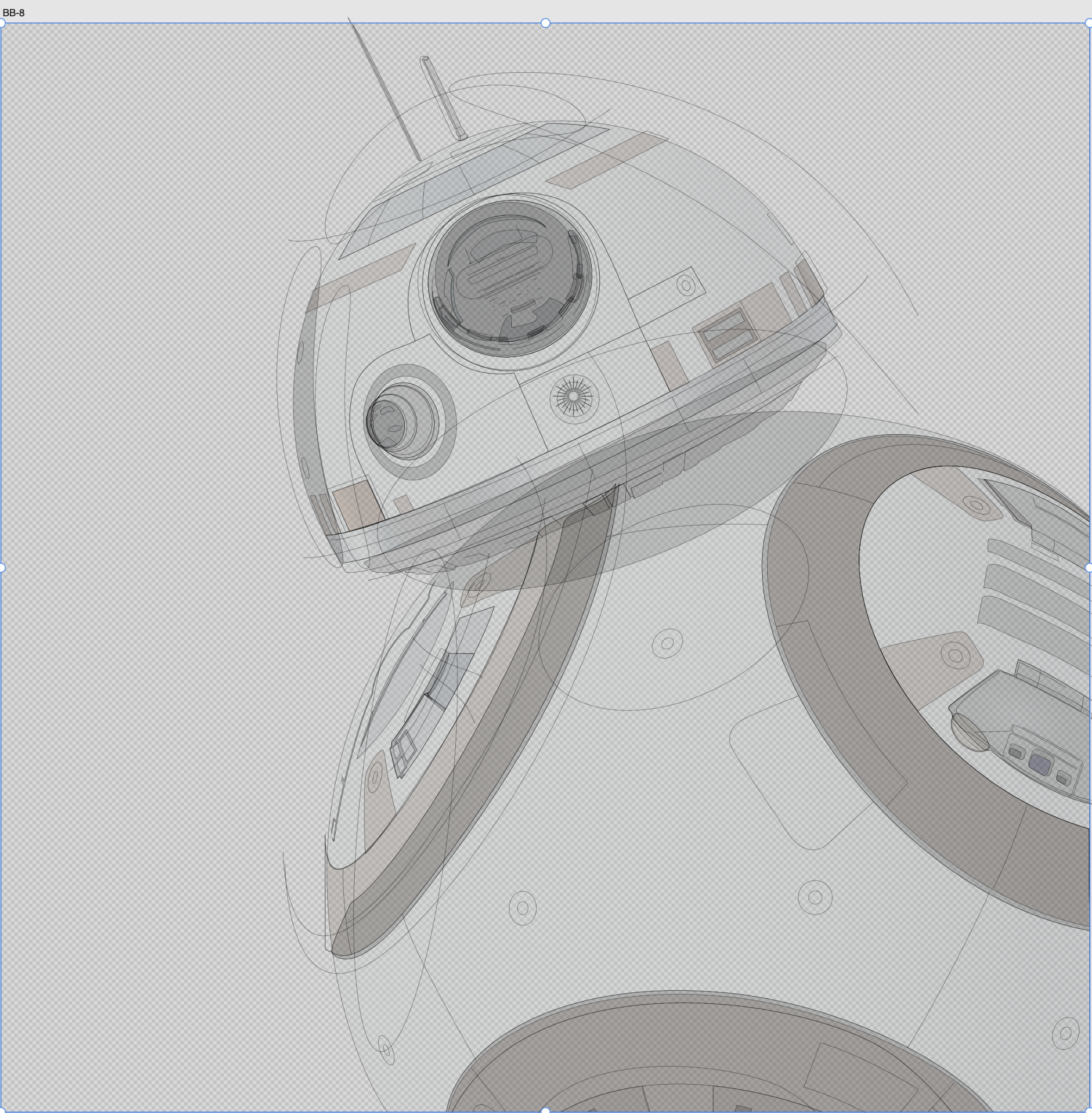 Wireframe representation of BB-8 from Affinity Designer