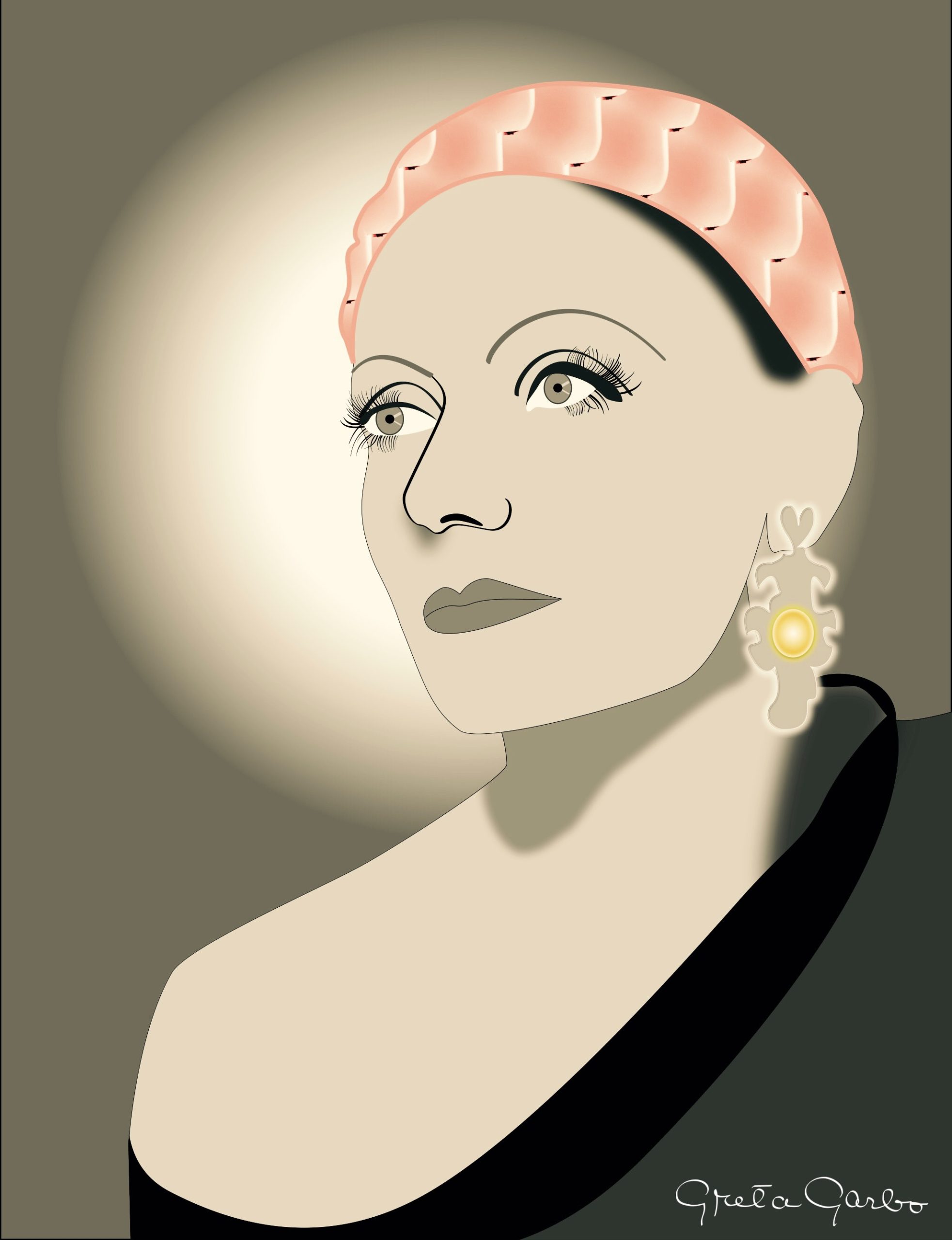 Vector portrait of Greta Garbo