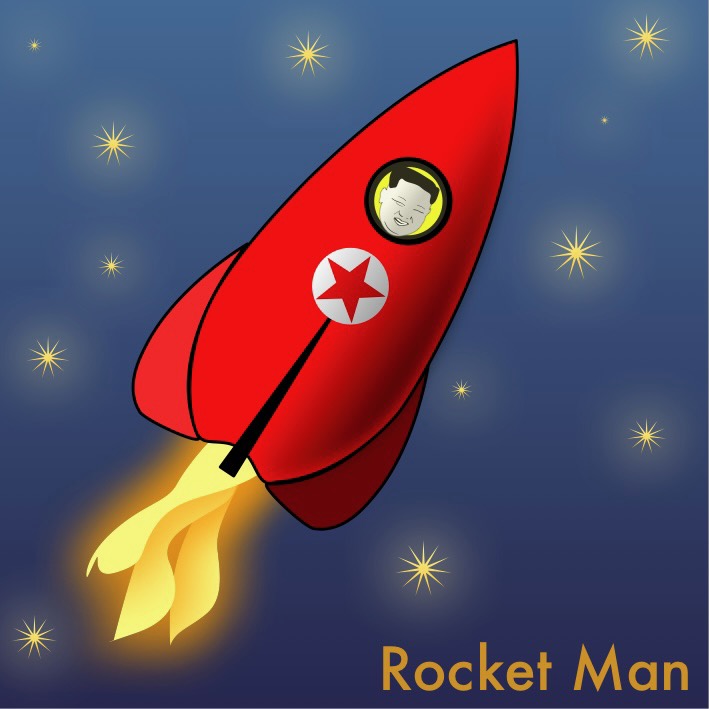 Rocket Man - Kim Yong-un in a rocket ship