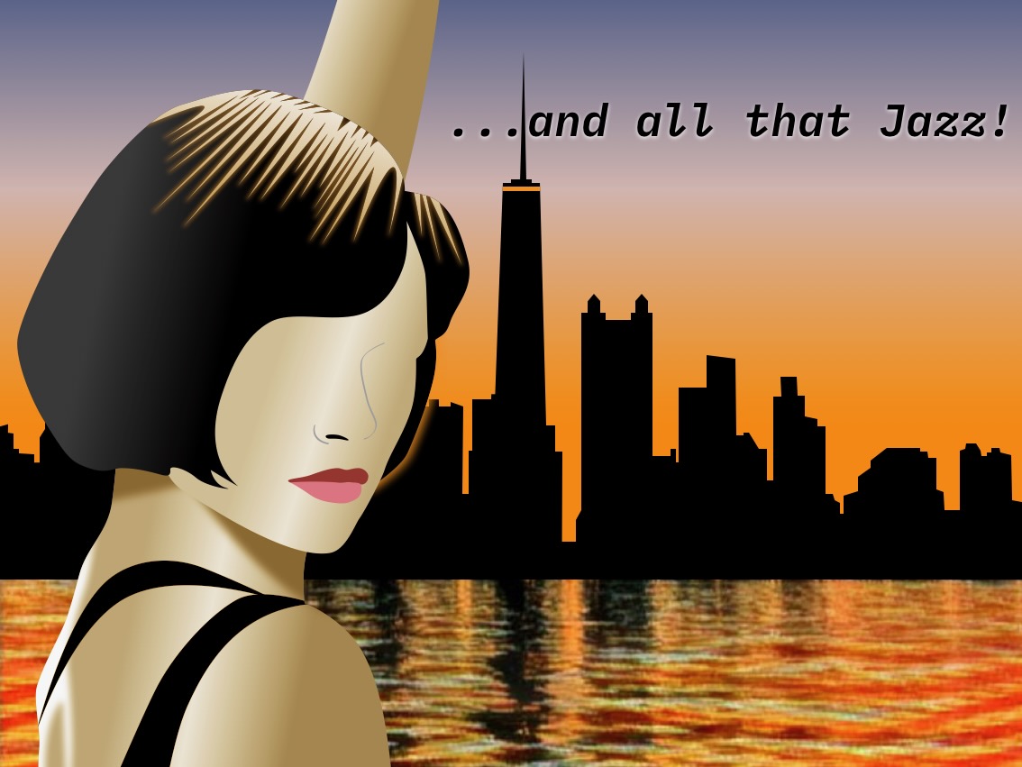 Catherine Zeta-Jones, as Velma Kelly in front of the Chicago skyline