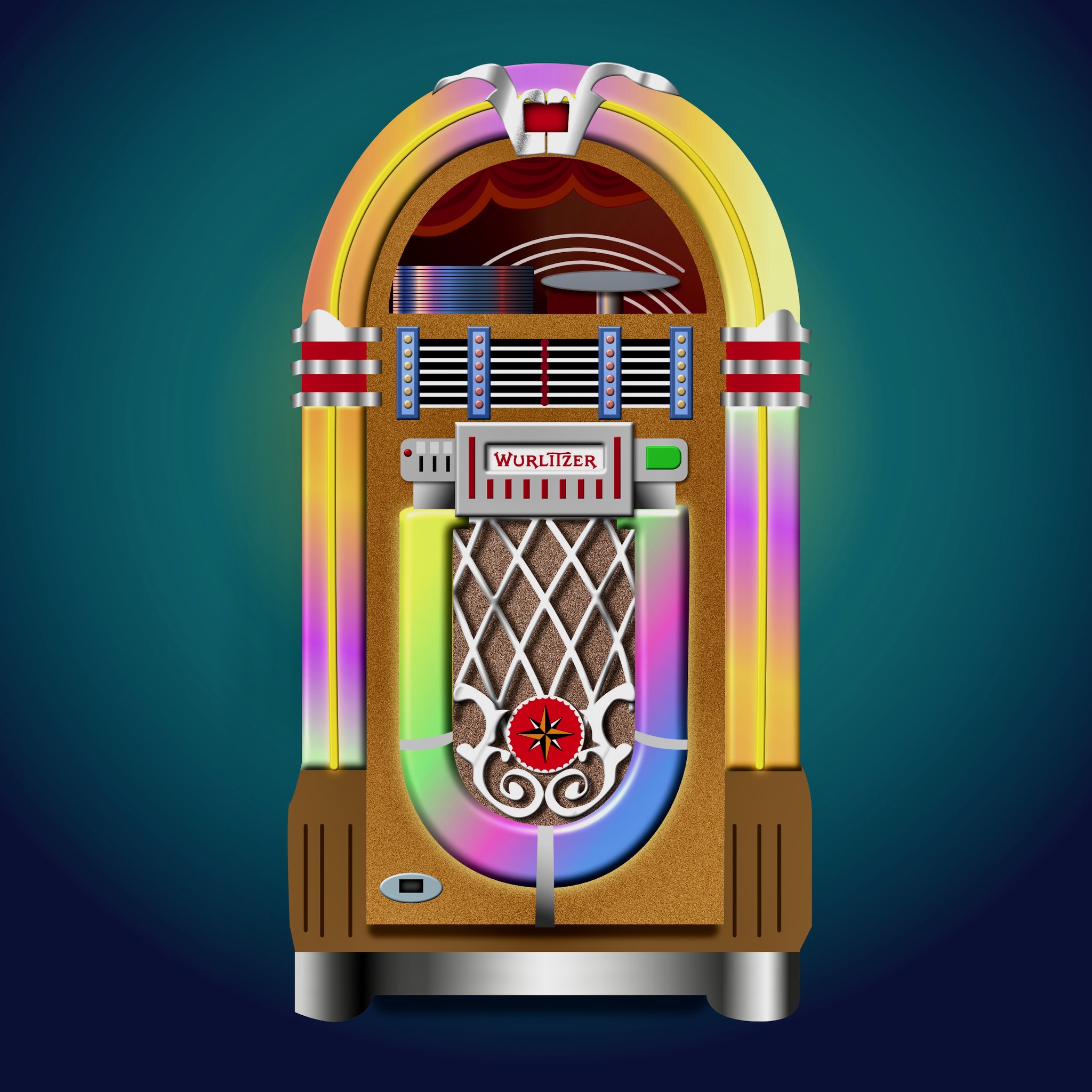 Vector drawing of a Wurlitzer jukebox