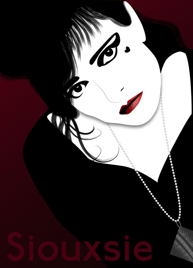 Vector drawing of the vocalist and artist Siouxsie Sioux (Susan Janet Ballion)