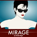 Recreation of Patrick Nagel's "Mirage" with a twist on the colours. Female model with sunglasses and a red robe.