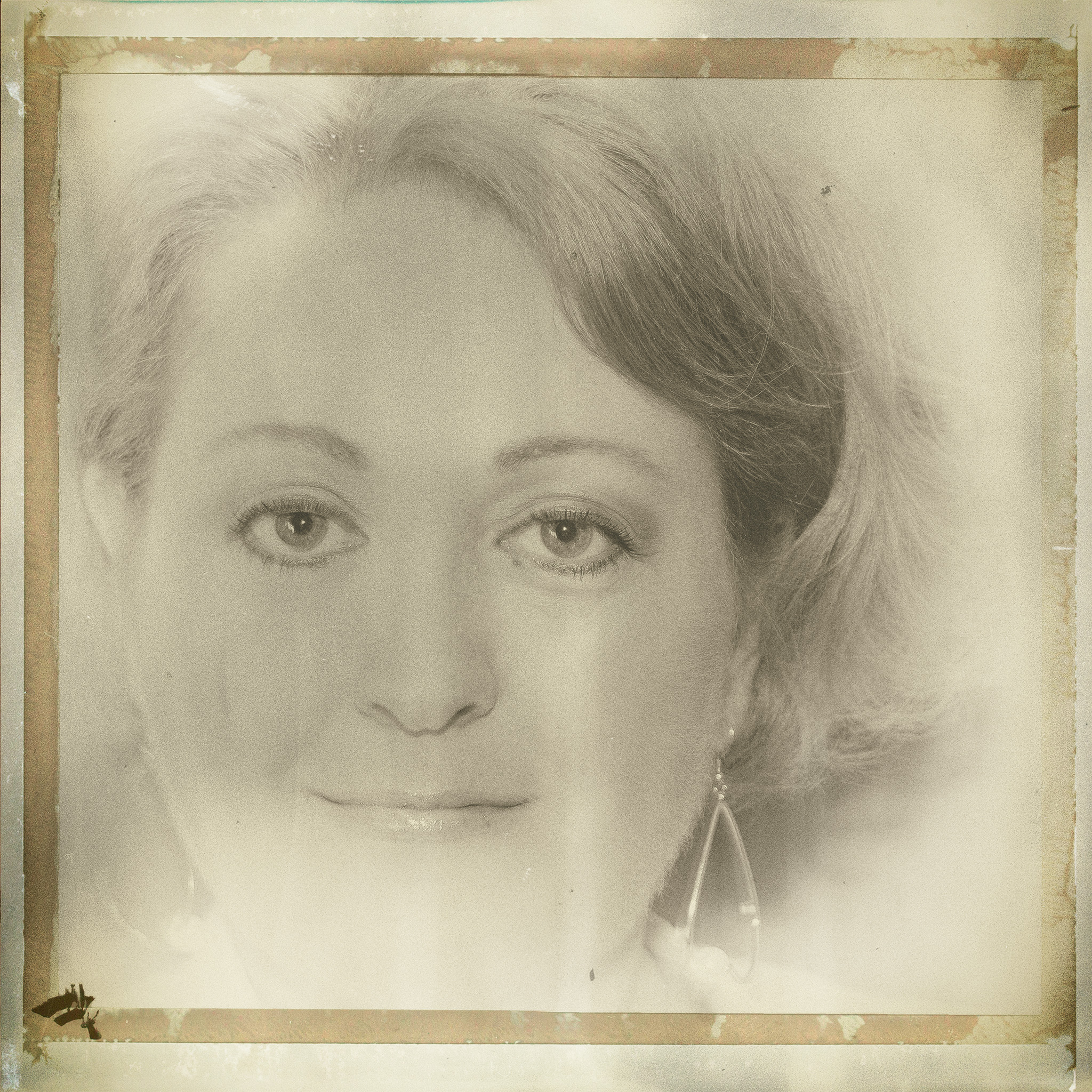 Portrait of my wife Kicki, processed to look like an old wetplate print