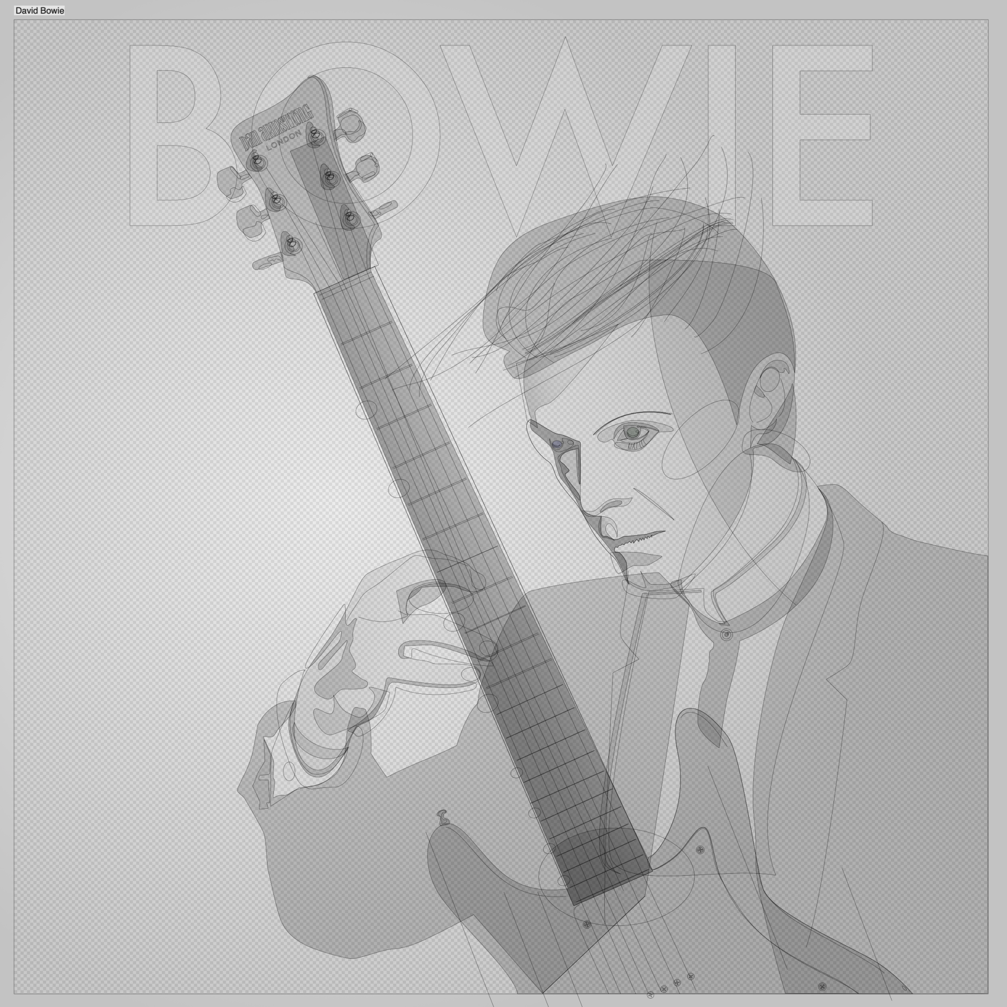 Image showing the vector lines making up the Bowie-image.