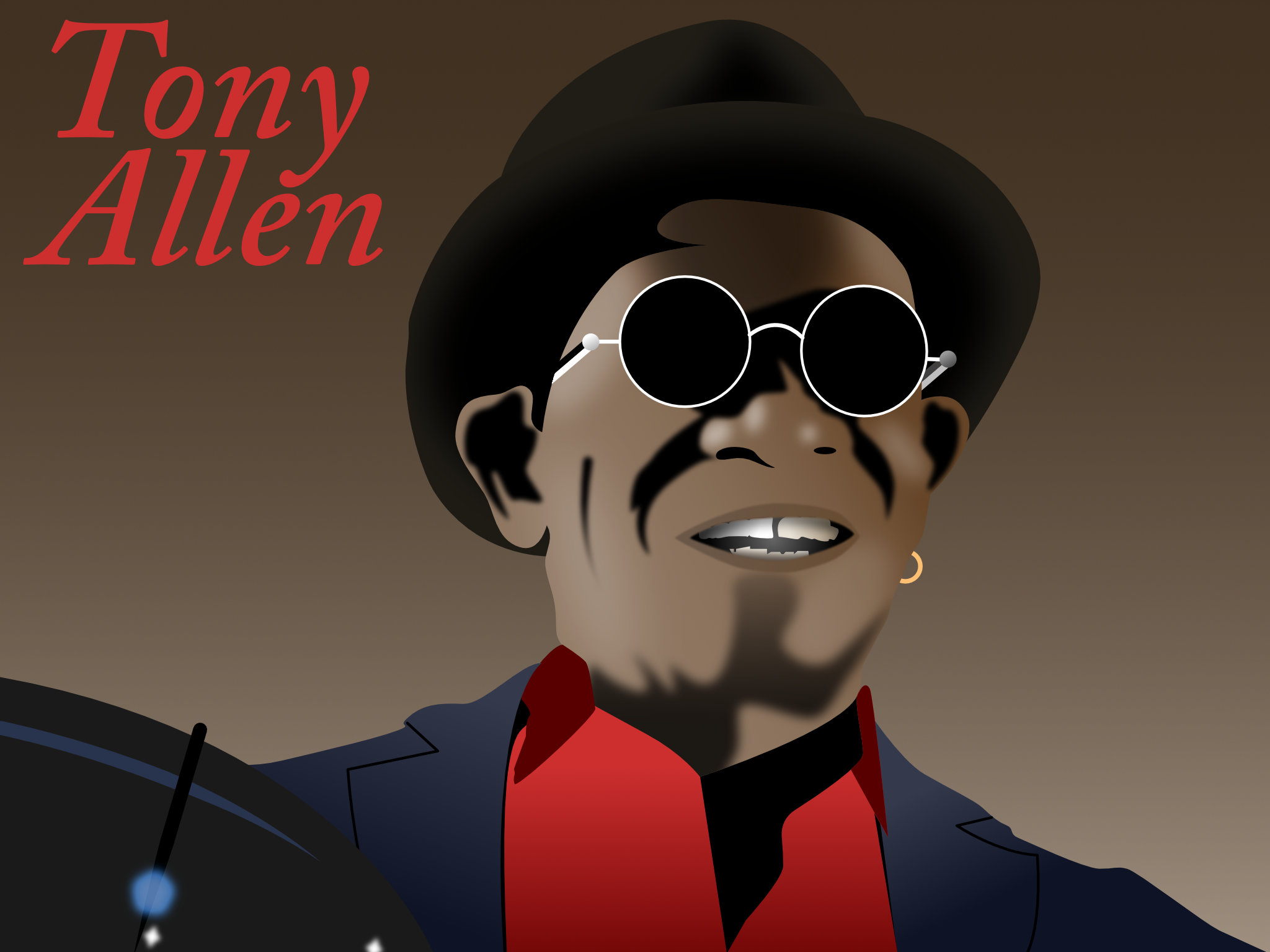 Vector illustration of drummer Tony Allen, father of the Afrobeat.