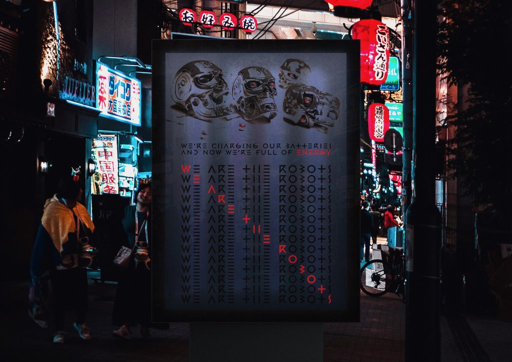 Night time scene from an Asian street