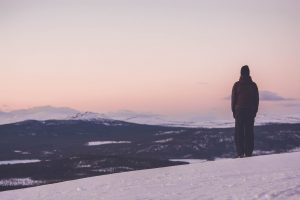 solnedgång i fjällen