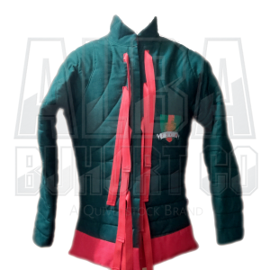 green, red gamrnt with embroidery on left chest