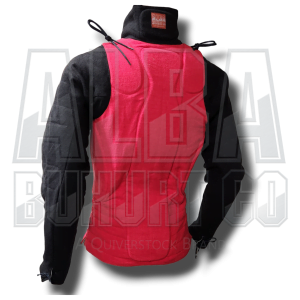 Arming doublet in red body with black sleeves