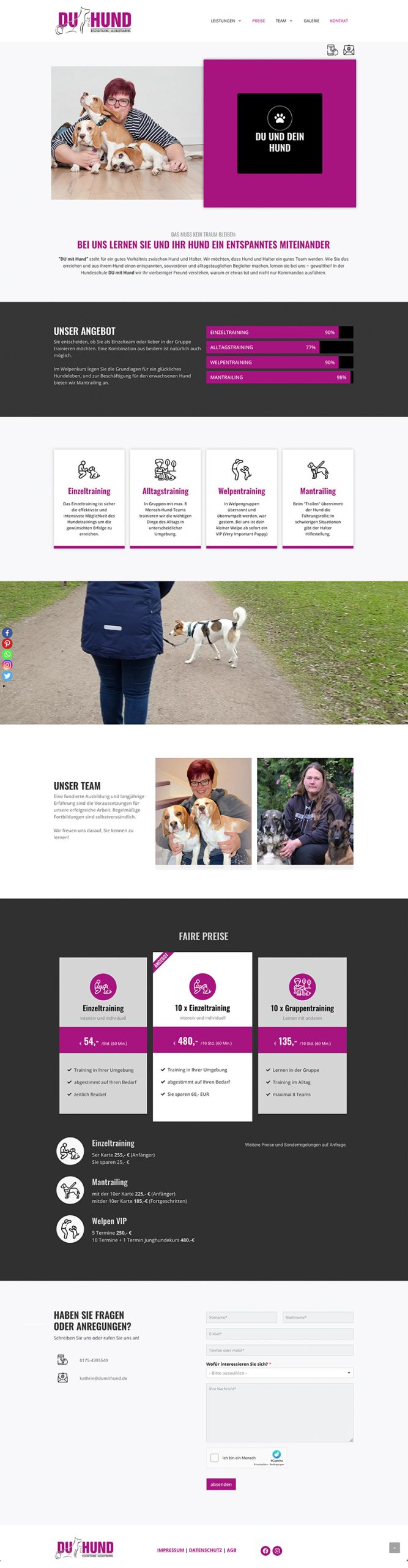 Website Du mit Hund Startseite