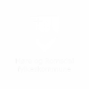 En hvit versjon av logoen til Møre og romsdal fylkeskommune