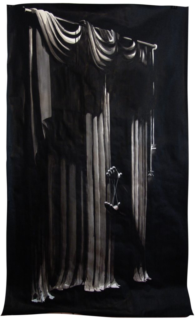 TRICK, Indian ink & acrylic paint on paper, 1m50 x 2m30, 2010, Alexandra Crouwers