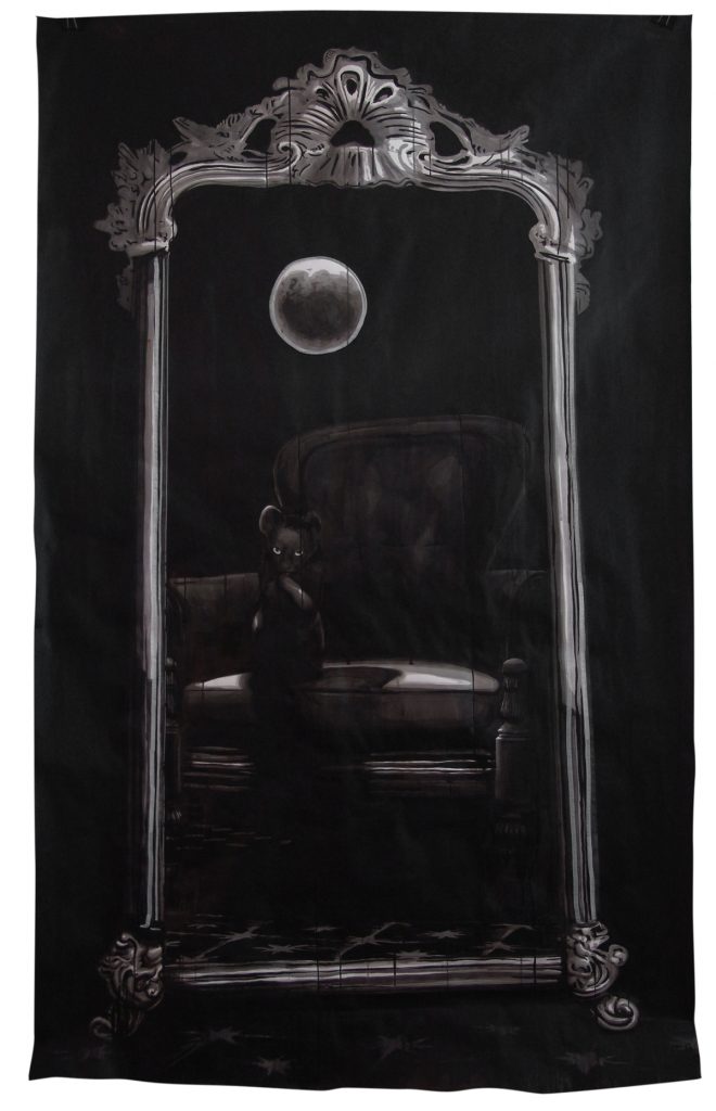 FULL MOON, 1m50 x 2m20 Indian ink & acrylic paint on paper, 2010, Alexandra Crouwers