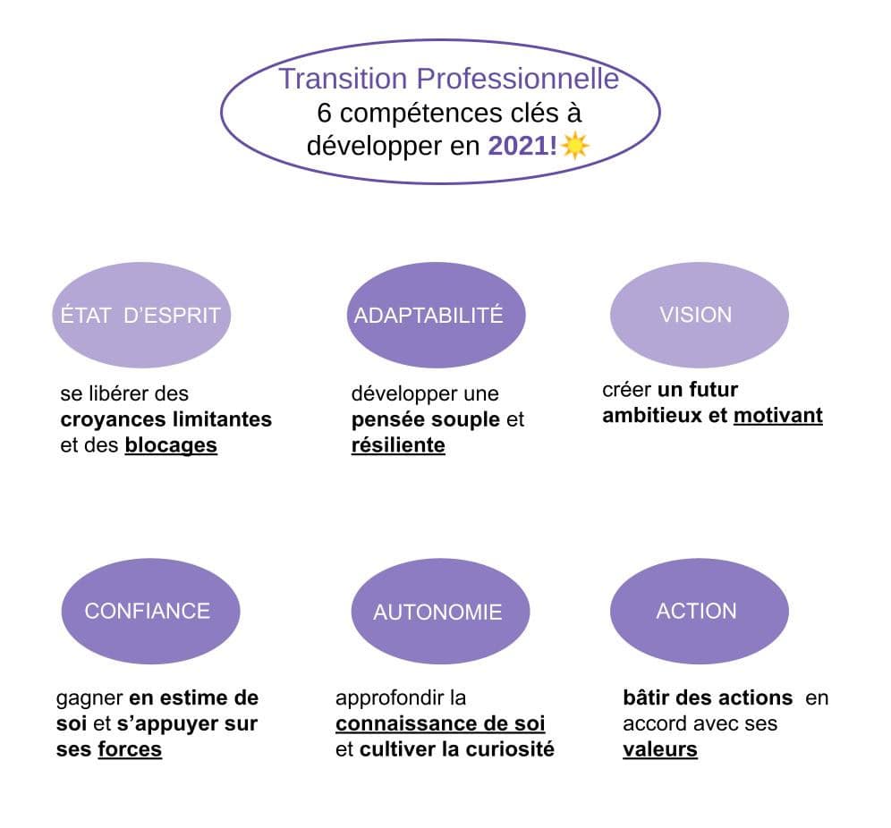 Schéma transition professionnelle compétences à développer