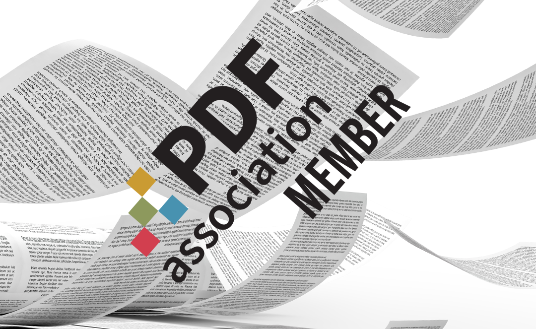 Flyvende papirer med PDF associations logo