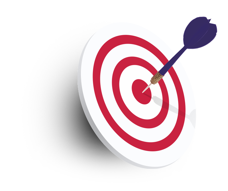 Dartskive med pil i midten