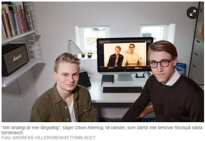 Bild från artikel om Finansgrabbarna på Aftonbladet "Oliver och Viktor, 19, ger börstips på Tiktok"