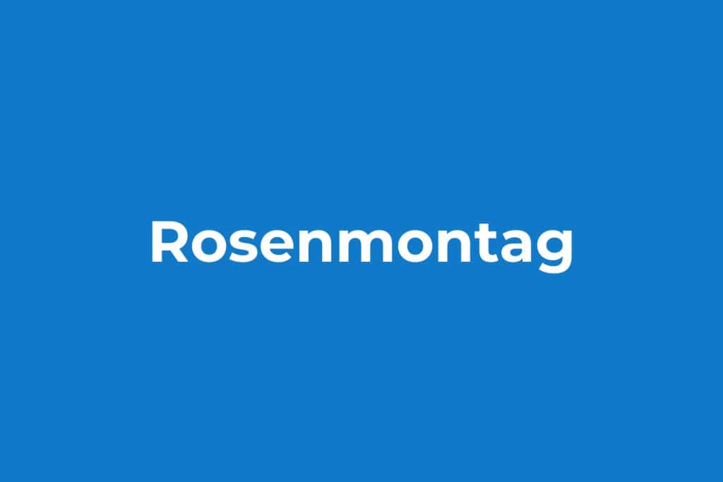 Rosenmontag Schriftzug weiß auf blau