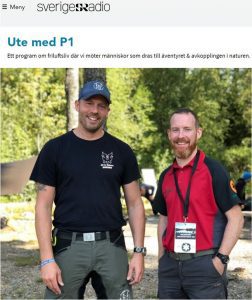 Torbjörn Selin överlevnadsinstruktör och Erik Holm ambulanssjuksköterska poserar för Sveriges radio P1 Ute med P1