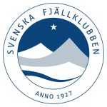 Svenska Fjällklubbens Logotyp. Blå och vita fjäll.
