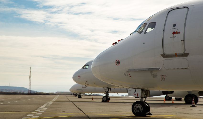 Airplanes in parking position