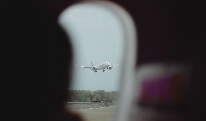 Airplane takes off