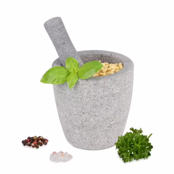 Granit mortel med stöt 12 cm