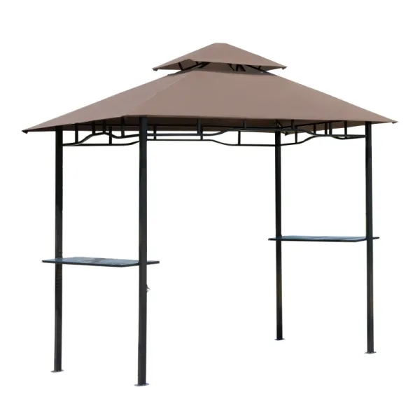 Grillpaviljong med hyllor 245x148x 252 cm brun