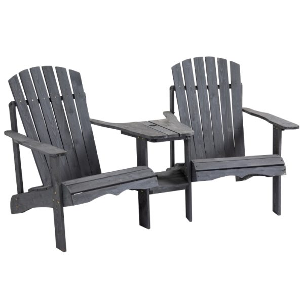 Adirondack 2-sits med bord mörkgrå