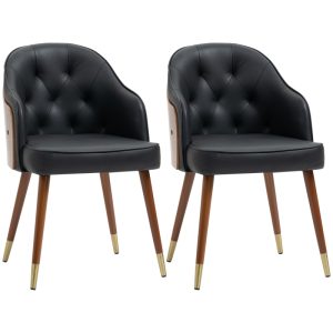 Matstol 2-pack läder med träben