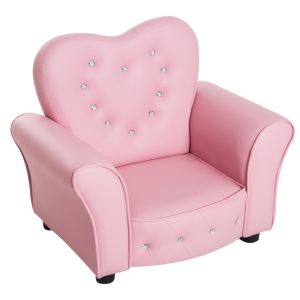 Barnfåtölj rosa konstläder hjärtformad