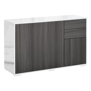 Förvaringsskåp 2 lådor 3 dörrar högblank 117x36x74 cm