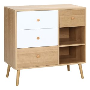 Byrå med 2 öppna fack 4 lådor 80x39x80 cm