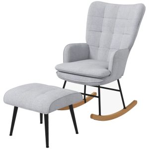 Gungstol med pall 64x89x90 cm grå
