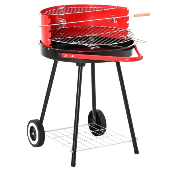 Kolgrill rund röd