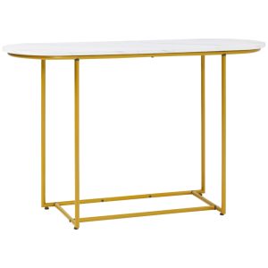 Konsolbord marmorlook vit + guld