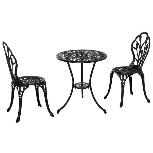 Caféset 3-delar aluminium svart