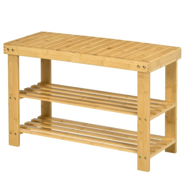 Skobänk 3 nivåer Bambu 70x28x45 cm