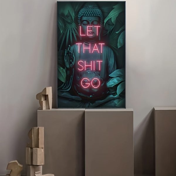 Poster med Buddha – "Let That Shit Go" - 20x30 cm