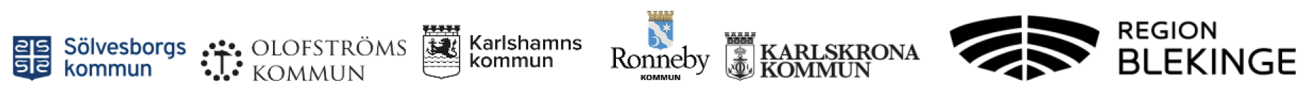 Sölvesborgs kommun, Olofströms kommun, Karlshamns kommun, Ronneby kommun, Karlskrona kommun och Region Blekinge