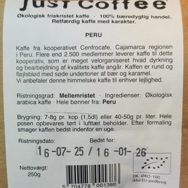 Kaffebønner Peru fra Just Coffee - Billede 3